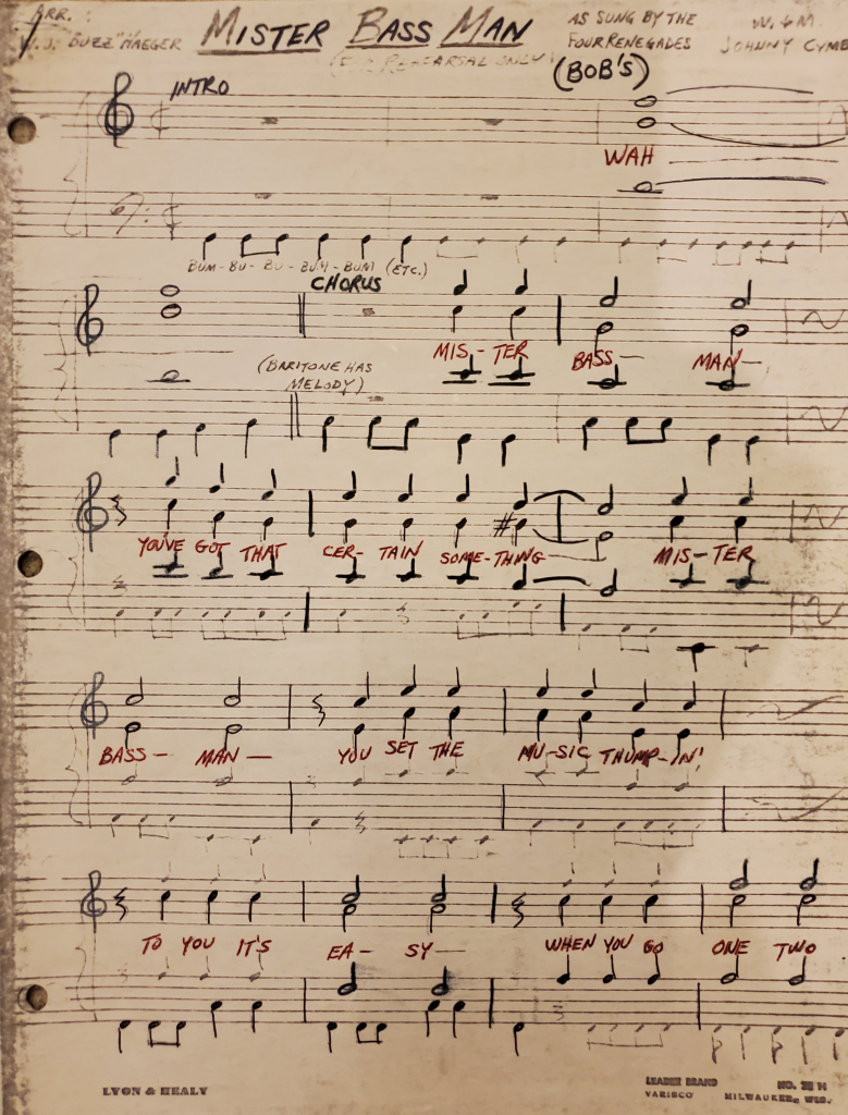 Old sheet music for the song Mister Bass Man